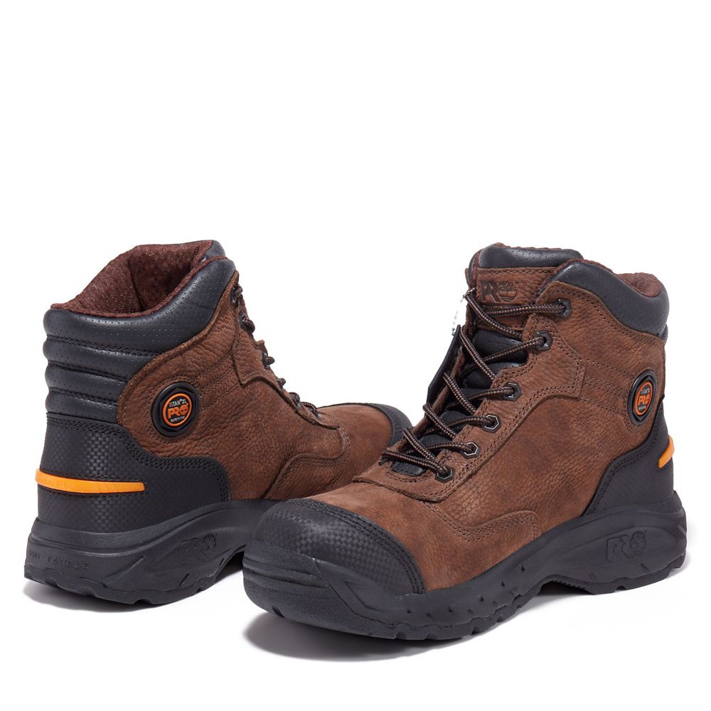 Timberland Mens Work Boots PRO® Endurance 6\" TiTAN® XL Safety Toe - Brown/Black - India SO6812379